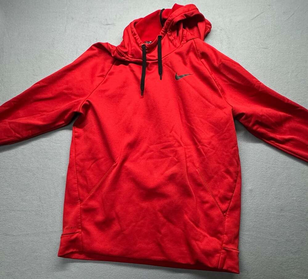 Nike Dri-FIT Men's Red Fleece Hoodie Sweatshirt Size Large 932022-657